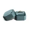 Velvet Ring Box Octagonal Double Ring Pendant Boxes with Detachable Lid for Proposal Engagement Wedding Ceremony