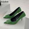 Sandales Eiyken 2023 nouveauté mode vert talons hauts pompes bout pointu femmes Sexy décapant dames chaussures 220232