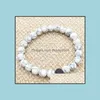 Braccialetti con ciondoli Gioielli 8Mm Pietra lavica nera naturale Bracciale turchese bianco Vaolcano Aromaterapia Olio essenziale Diff Dhdmf