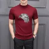 メンズセーター到着ファッションラインストーンキャラクターデザインセールヒップホップハンサムメンズTシャツセーターニット半袖のolga22