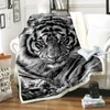 Couvertures tigre Lion impression flanelle couverture jeter sur canapé 3D Animal belle Pet couvre-lits fourrure impression mince couette Anime