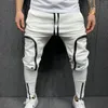 Pantalon homme Cargo mode couleur unie cordon décontracté Multi fermetures éclair poches pantalon Hip Hop Style Harem Streetwear 220827