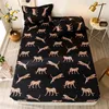 BONENJOY 3 PCS LEDE op Elastische Leopard Black Color S Single/Queen/King Draps de Lit gemonteerd 220514