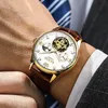 ساعة معصم كلاسيكيات الساعات الميكانيكية الآلية أوتوماتيكية ساعة توربيون ساعة حقيقية جلدية مقاومة للماء wristwatchwristwatches