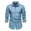 Camicie eleganti da uomo a maniche lunghe casual Camicia di jeans da cowboy a vita bassa da uomo Camicia da lavoro casual da lavoro Camicia da uomo Chemise Homme XXL L220704