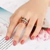 Strass Ringe Für Frauen Edelstahl Rose Gold Römischen Ziffern Finger Ring CZ Zirkon Femme Hochzeit Verlobung Paar Ringe Schmuck