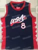 8 Scottie Pippen 1992 1996 팀 미국 게임 드림 팀 농구 유니폼 농구 저지 크기 S-XXL