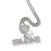 Custom Mini Initial Letters With Heart Bail Pendant Micro Paved CZ Personalized Name Plated Necklace Hiphop Jewelry