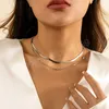 Skiktade ormkedjor Kort chokerhalsband för kvinnor Guld/silverfärg Enkla halsband Set 2022 Fashion Jewelry