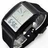 腕時計50％Sファッションユニセックス防水デュアルLCDクロノグラフクォーツスポーツデジタルリストウォッチ