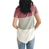 T-shirts d'été pour femmes col rond Triple bloc de couleur rayure T-Shirt à manches courtes pour femmes vêtements vêtements haut