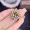 Cluster Rings -Selling Yellow Moissanite Ring Luxury Fashion Wedding Engagement Lab -Bred Diamond 925 Sterling Silvercluster