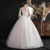 Other Wedding Dresses 2022 Sexy Illusion O Neck Three Quarter Dress Noble Lace Applique Simple Plus Size Princess Ball Gown LOther