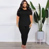Women's Two Piece Pants Plus Size Women Pieces Set Short Sleeve Tops Skinny Legging Suit Co Ord Sets African Dashiki Summer Tracksuit Outfit