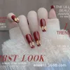 False Nails 24pcs Box Long Coffin Gradient Heart Crystal Diamond Design Ballerina Fake Full Cover Nail Tips Press on 0616