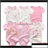 Clothing Sets Baby Kids Baby Maternity Drop Delivery 2021 Est 6Pcs/Lot Girl Clothe Roupa De Bebes Boy Clothes Rompers Born Cotton 0-12M Q