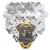 10-st geboren babymeisjes kleren katoen kort mouw jumpsuit 0-12m unisex boy cartoon print solide ropa 220426
