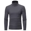 Män s solid color turtleneck skjortor manlig smal passform långärmad svart vit män tshirt ops m 3xl 220714