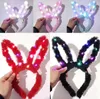 Feest gunsten led led flitsen pluche konijn oren hoofdband fancy jurk bunny licht omhoog haarband hoofddeksel gloeiende hoepel bruiloft verjaardag decor SN4068