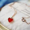 Sweet Heart Pendant Necklace Designer Jewelry love necklaces Four Leaf Clover Sterling Silver Rose Gold Red heart-shaped necklace Gift