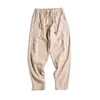 2022 frühling Sommer Casual Leinen Hosen Männer Pluderhosen Jogger Sport Jogginghose Einfarbig Schwarz Grau Knöchel länge Hose L220706