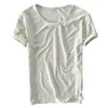 الكتان الصيفي t قميص الرجال قصيرة الأكمام oneck قابلة للتنفس 100 ٪ الكتان القطن الناعم الأبيض جودة عالية 213 220521