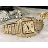 Persönlichkeit Quadratische Armbanduhr icy out Diamant Gold Charme Frauen Männer Modeuhr