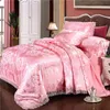 Luxury 2 or 3pcs Lace Bedding Set High Quality Satin Jacquard Duvet Cover Sets 1 Quilt + 1/2 Pillowcases Twin Queen King