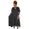 플러스 사이즈 S-3XL 4XL 5XL 디자이너 여성 맥시 드레스 패션 캐주얼 버튼 옷깃 긴 드레스