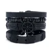 Vintage vlecht houten kraal streng lederen wrap armband armband bangle manchet Jezus kruis uil bladboom van het leven oneindige bedelarmbanden voor mannen dames mode sieraden set