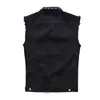 Gilet da uomo Gilet di jeans da uomo Punk Rock Rivetto Cowboy Jeans neri Gilet 220823