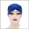 Beanie/Skl Caps Hats Hats Scarves Gloves Fashion Accessories Women Girl Solid Color Bandanas Turban Hat Elastic Skl Dh93K