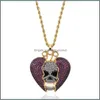 Подвесные ожерелья подвески ювелирные изделия 14K заморожены скелетом скелета фиолетового сердца сок сок