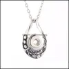 Pendant Necklaces Pendants Jewelry Boom Life New Snap Fashion Buttons Link Chain 60Cm With Crystal Penda Dhfmz