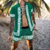 Мужская цветочная рубашка Гавайский костюм Повседневная кнопка Beach Tracksuits Full Body Print Tropical Chaintagion Beachwear Shore Willion 2 шт.