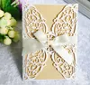 20pcs/lot Glitter Paper Wedding invitations Silver Gold Laser Cut Wedding Invitation Card with Blank inner card Universal