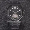 R8F 2652 Extra tunn handlindande Tourbillon Mens Watch 41mm SIHH Mechanical PVD All Black Dial Rainless Steel Armband Super Edition PureitMe H8