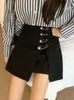 Rokken zwarte kokerrok zomerkleding voor vrouwen rits High Taille korte mini A-lijn grote pin buckle Koreaanse mode