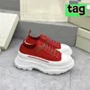 Los mejores zapatos casuales de diseñador Tread Slick con cordones zapatillas de deporte triple negro rosa pálido rojo real blanco plataforma zapatillas de lona lujo bajas mujeres entrenadores al aire libre