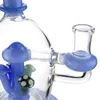 8-inch blauwe glazen bong met gebogen hals en paddestoel-circ-percolator, vrouwelijk gewricht van 14 mm