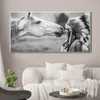 Modern Indian Woman and White Horse Canvas Paintings Posters and Prints Wall Art Abstract Pictures Home Decor Cuadros