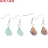 Wojiaer Small Dangle Chandelier Earrings天然石ビードアメジストクリスタルウナキテトレンドの女性ギフトのためのロンバスジュエリーbe916