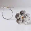 Flower Napkin Rings Serviette Buckle Gold Silver Round Holder White Wedding Hotel Table Dinner D13945