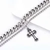 Подвесные ожерелья Горячие простые стальные панк -мужиры с двойной цепью поперечный хип -хоп украшения 220316