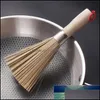 Brosses de nettoyage, outils ménagers, organisation de ménage, maison, jardin, Wok en bambou naturel traditionnel, casserole, brosse, bol à vaisselle, lavage de cuisine