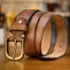 Bältesfabrik Direktförsäljning Top Cowhide Classic Luxury Casual Jeans Copper Pin Buckle Washed Vintage Designer Men's Belt Beltts Fier22