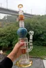 18 inch Brown Glass Water Bong Hookahs with Blue Round Ball Thick Smoking Pipes 14mm female joint