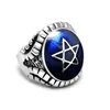 4 färger sten med vintage stjärnringar för män pentagram mode smycken titanium stål ring manlig retro stil punk rock finger rin7491690