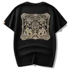 メンズTシャツチャイナドラゴン刺繍青少年ブラックショートスリーブTシャツ2022サマーストリートウェアヒップホップファッションカジュアルコットンルーズトップマン