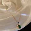 Necklaces Pendants Gold Plated Jewelry Set Emerald Rings Earrings Necklace with Gemstone and Zircon Elegance Jewelry for Women